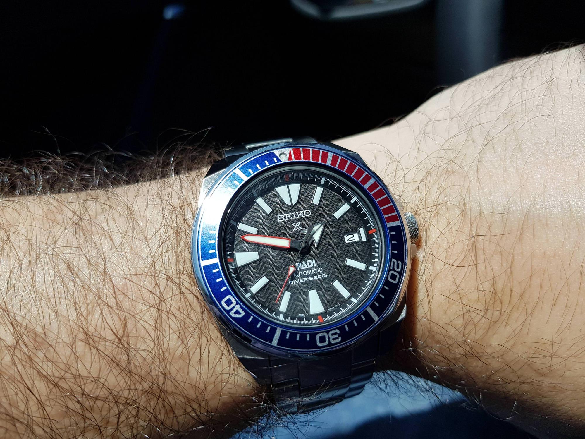 Seiko SRPB99K1 Prospex Prospex Samurai PADI Divers 200m Automatic Pepsi zegarek męski klasyczny mineralne utwardzane
