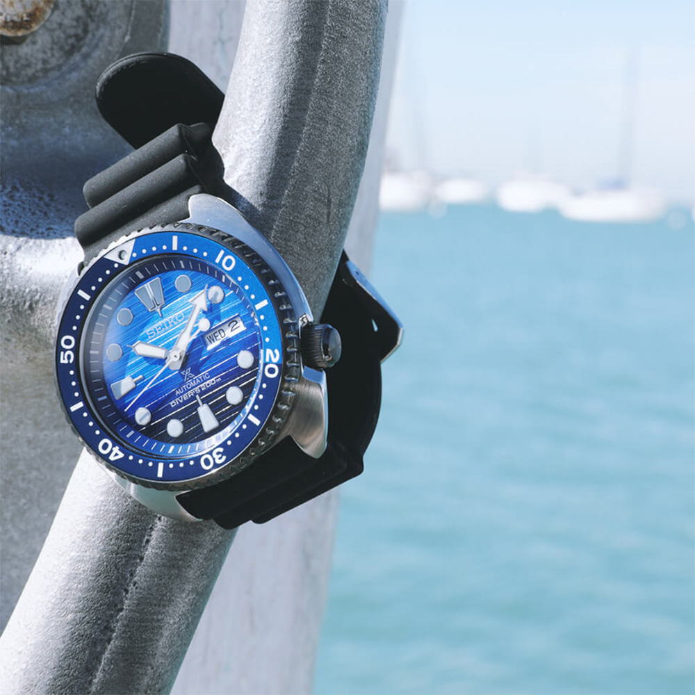 Seiko SRPC91K1 Prospex Prospex Turtle Save The Ocean Diver Automatic Special Edition zegarek męski sportowy mineralne utwardzane