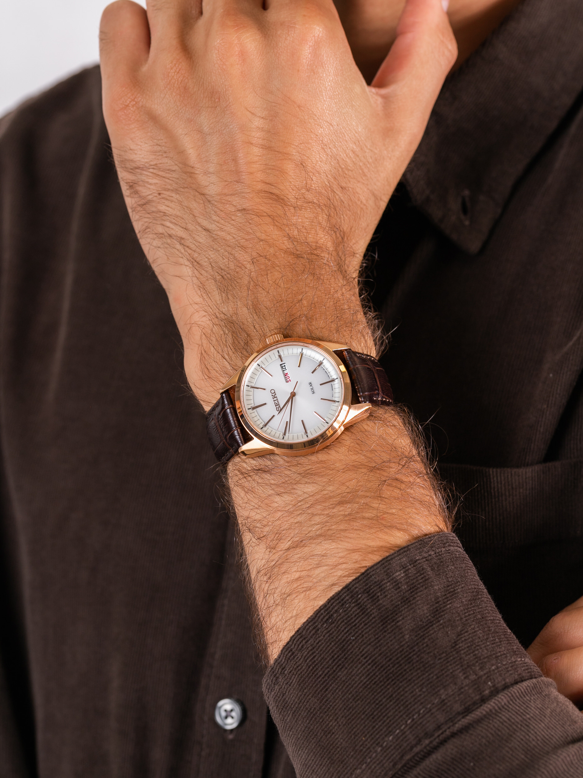 Seiko SNE530P1 męski zegarek Solar pasek - miniatura 3