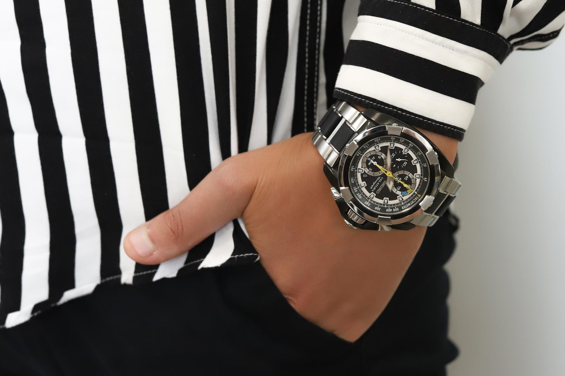 Seiko SNAE21P1 Chronograph Quartz 100m Sapphire Velatura sportowy zegarek srebrny - miniatura 6