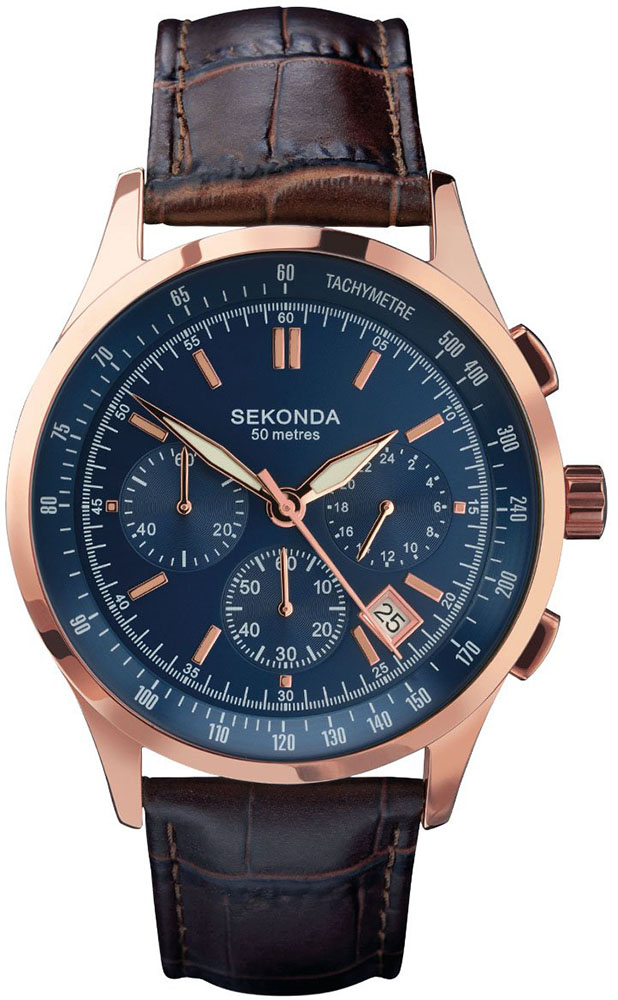 Sekonda Men’s Leather Strap Chronograph Watch SEK.1157