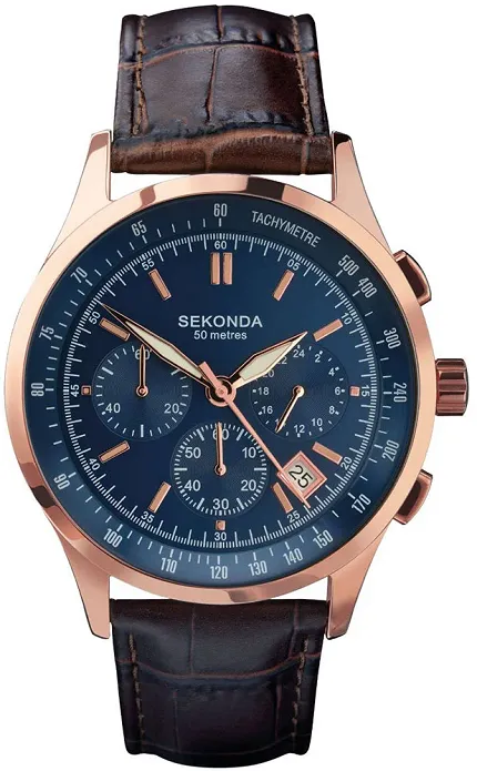 Sekonda SEK.1157 Chronograph Mens Leather Strap Chronograph Watch - zdjęcie 1