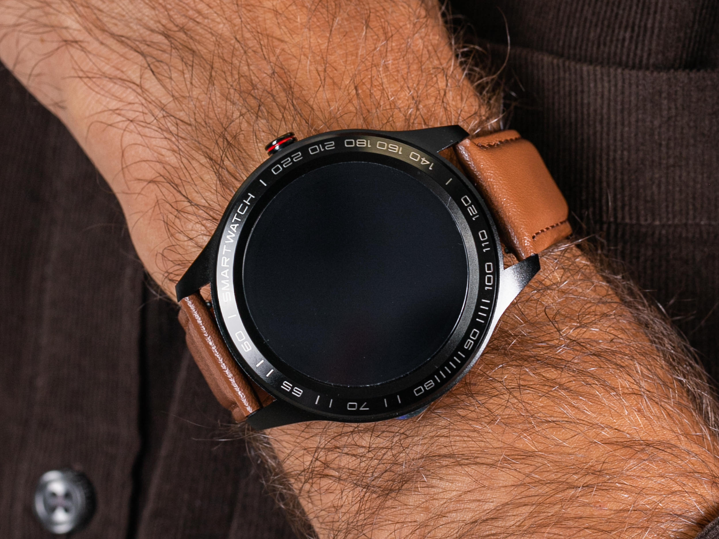 Garett 5903246287004 Smartwatch Garett Men 3S RT brązowy skórzany zegarek sportowy Męskie - miniatura 4