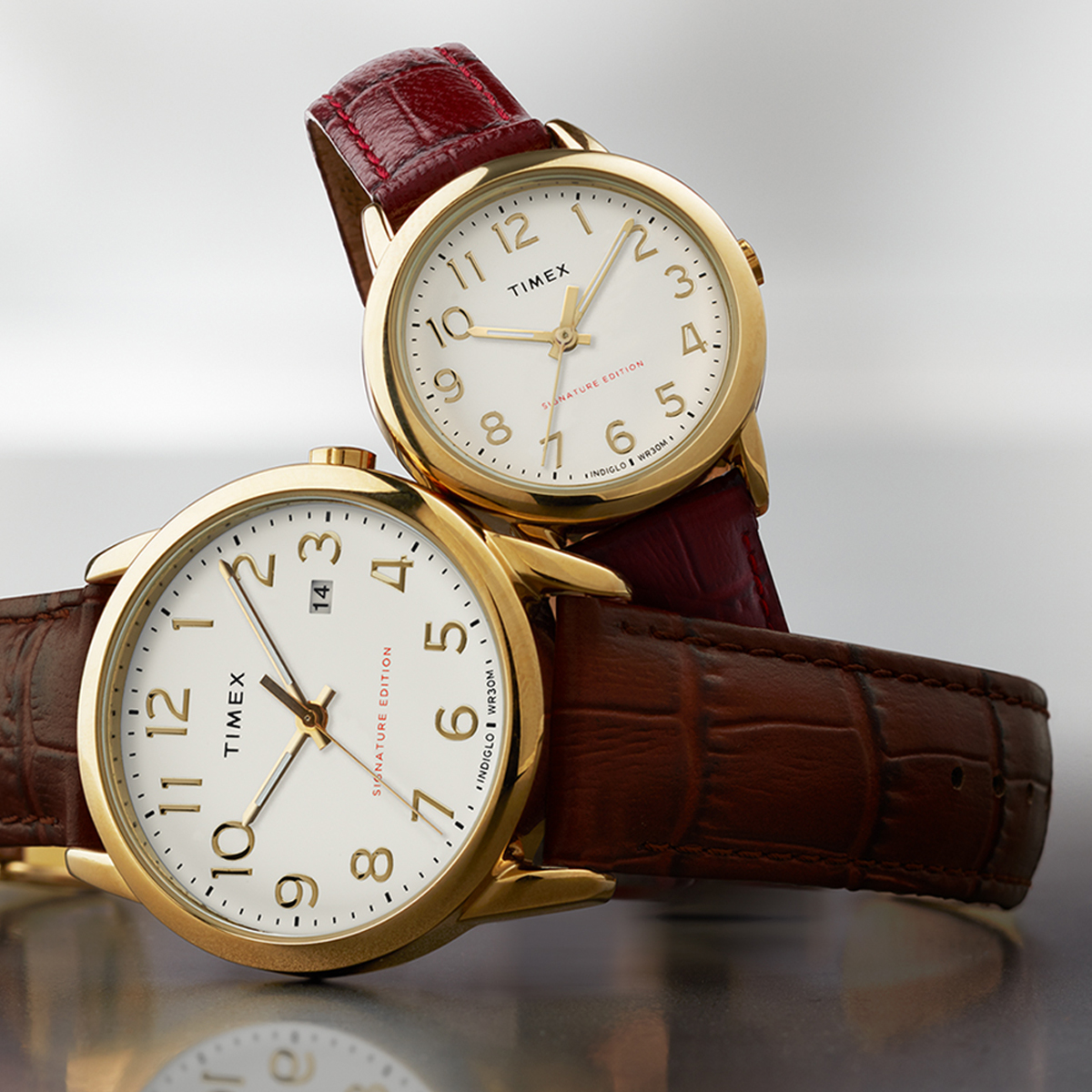 Timex TW2R65100 Signature Edition Easy Reader klasyczny zegarek złoty