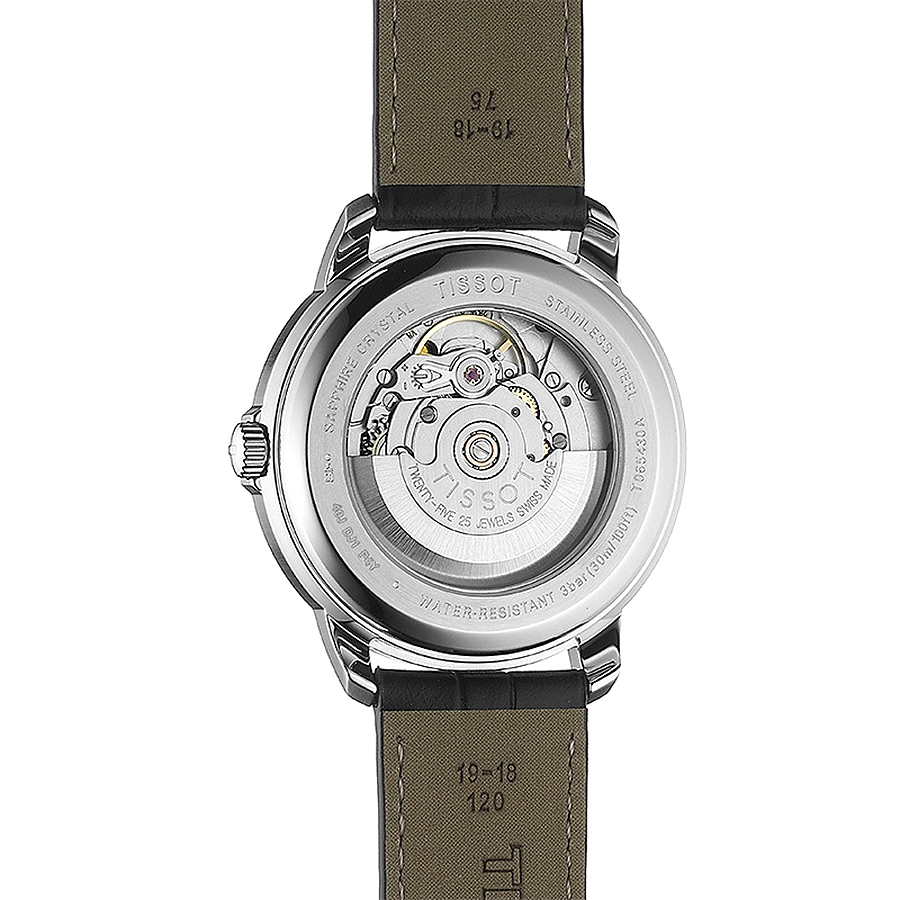 Tissot T065.430.16.051.00 zegarek srebrny klasyczny Automatics III pasek