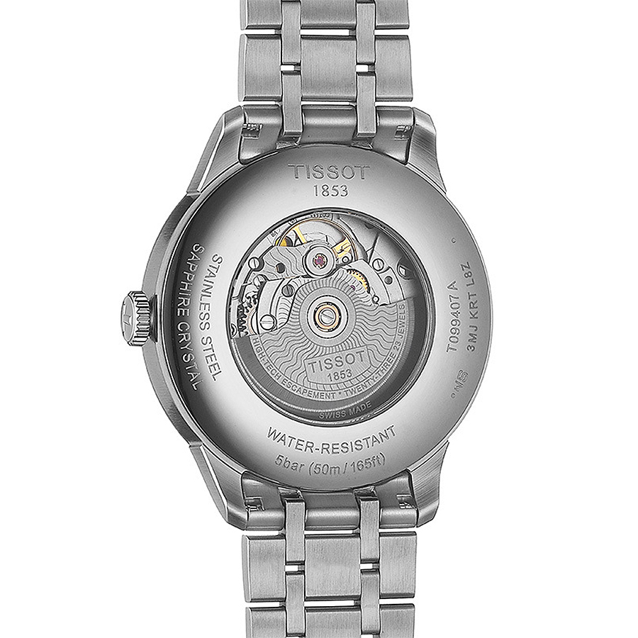 Tissot T099.407.11.037.00 zegarek srebrny elegancki Chemin des Tourelles bransoleta - miniatura 5