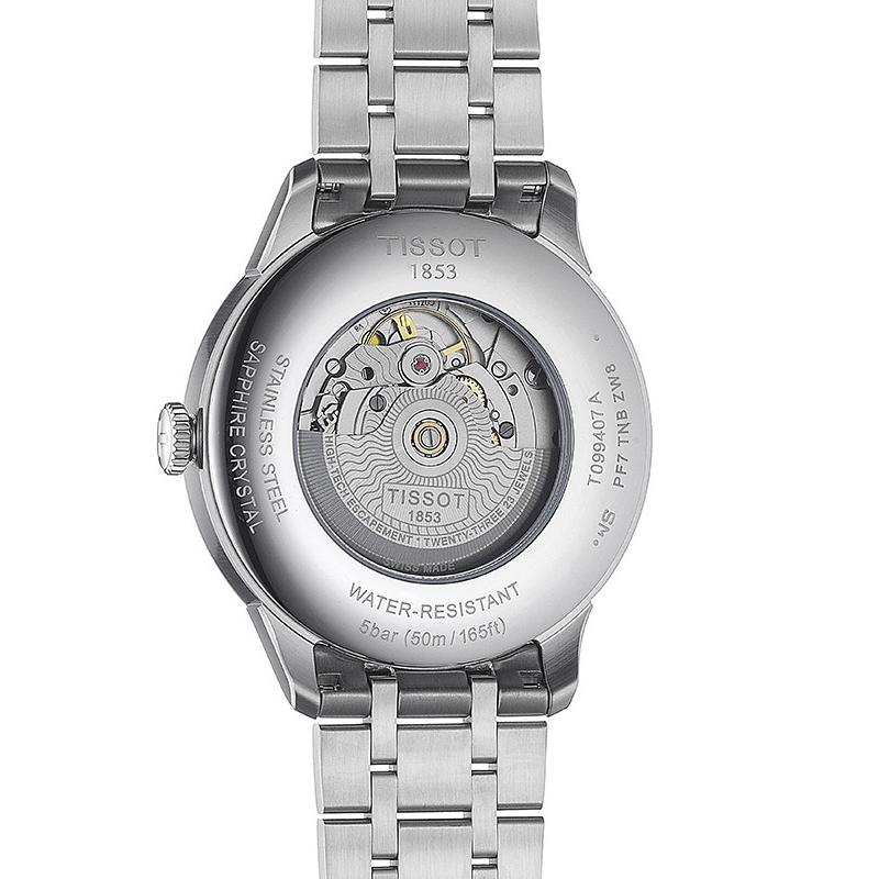 Tissot T099.407.11.038.00 zegarek srebrny klasyczny Chemin des Tourelles bransoleta - miniatura 5