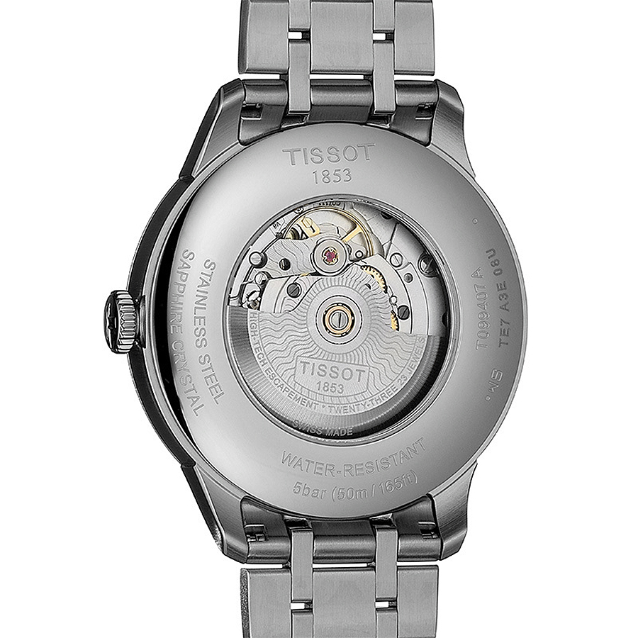 Tissot T099.407.11.058.00 zegarek srebrny elegancki Chemin des Tourelles bransoleta - miniatura 5