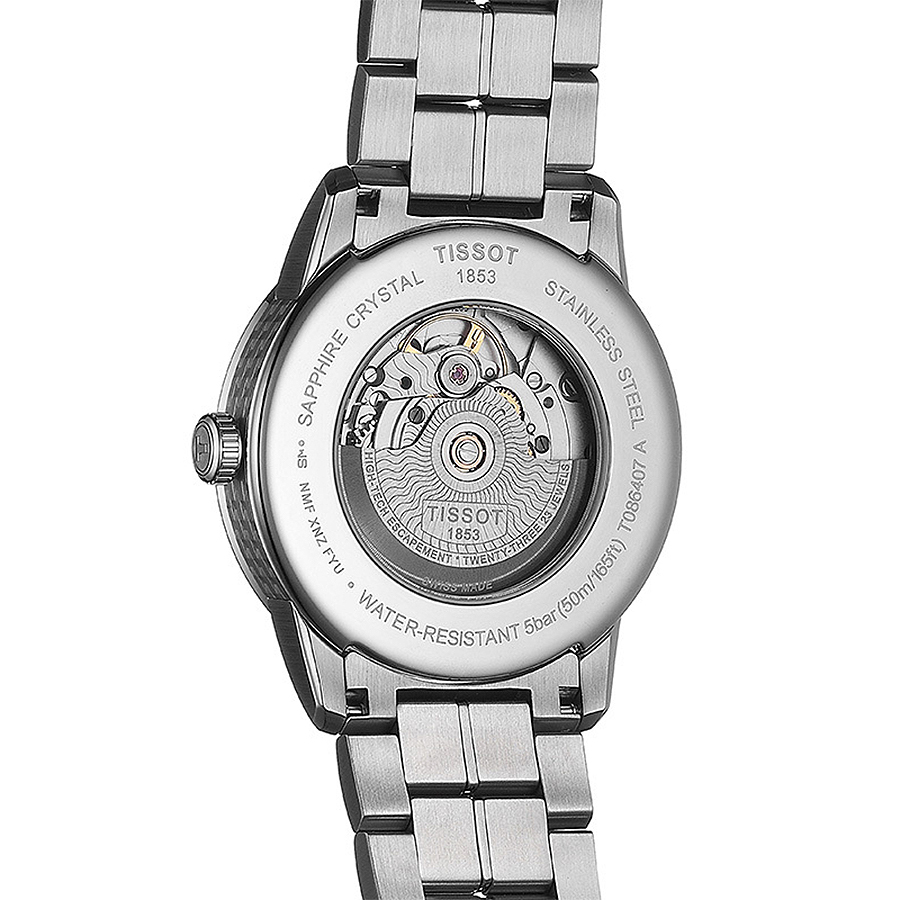 Tissot T086.407.11.051.00 zegarek srebrny klasyczny Luxury bransoleta - miniatura 5
