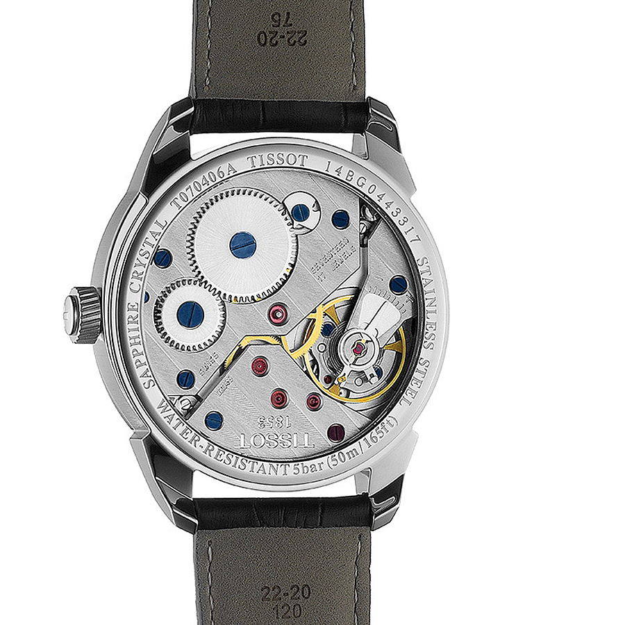Tissot T070.406.16.057.00 zegarek srebrny klasyczny T-Complication pasek - miniatura 5