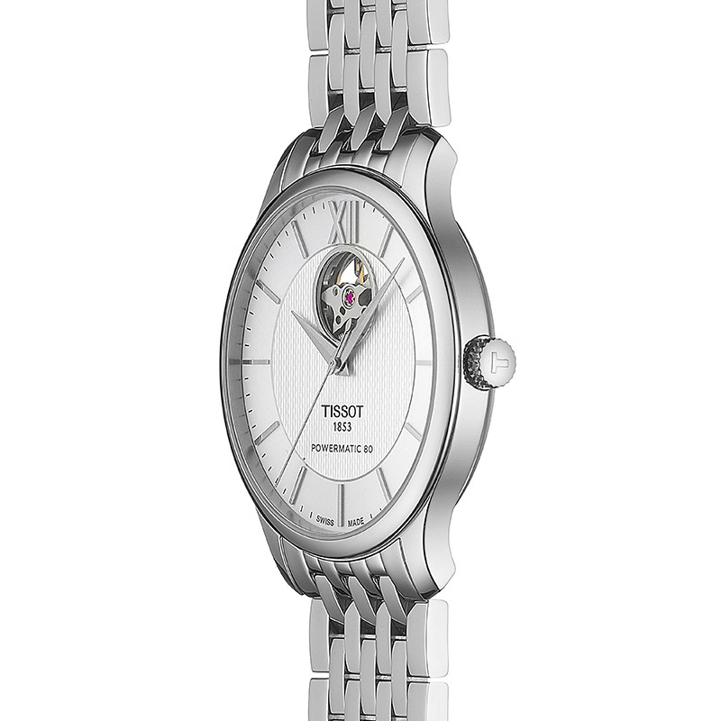 Tissot T063.907.11.038.00 TRADITION POWERMATIC 80 OPEN HEART zegarek elegancki Tradition - miniatura 4