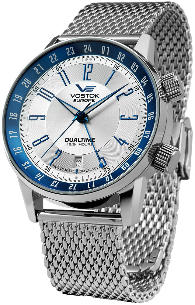 Vostok Europe Limousine Automatic Dual Time Mesh Bracelet 2426-5601057B
