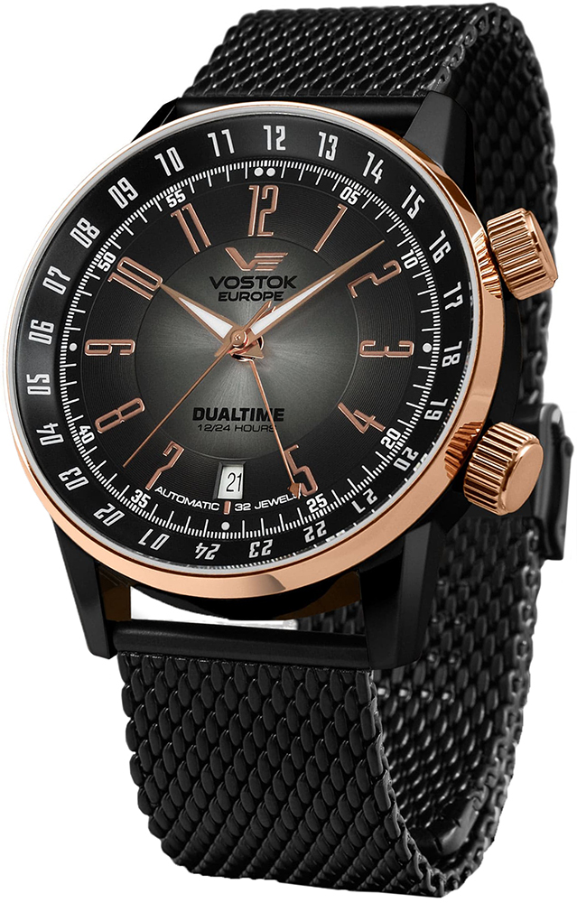 Vostok Europe Limousine Automatic Dual Time Mesh Bracelet 2426-5603061B