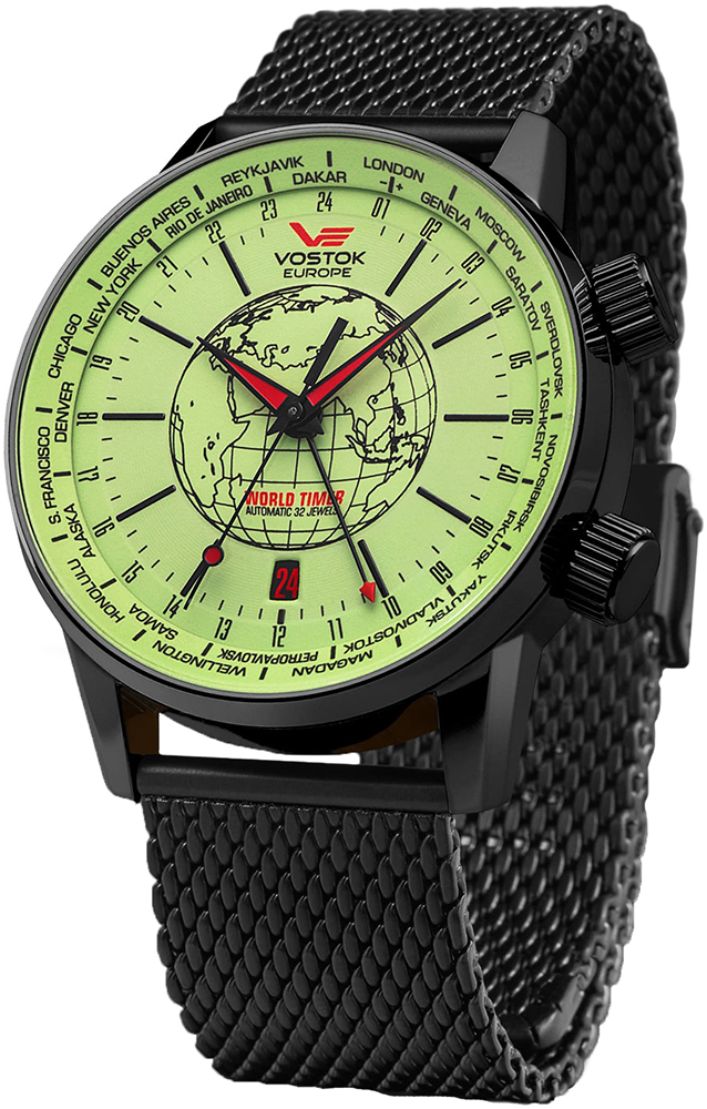 Vostok Europe Limousine Automatic World Timer Mesh Bracelet 2426-5604240B
