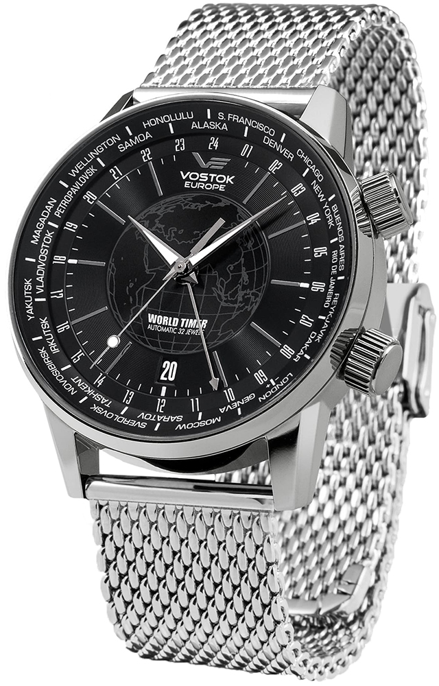 Vostok Europe Limousine Automatic World Timer Mesh Bracelet 2426-5605239B