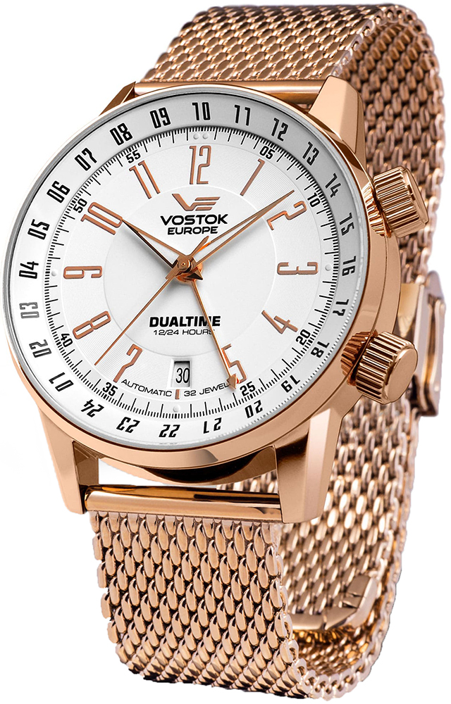 Vostok Europe Limousine Automatic Dual Time Mesh Bracelet 2426-5609060B