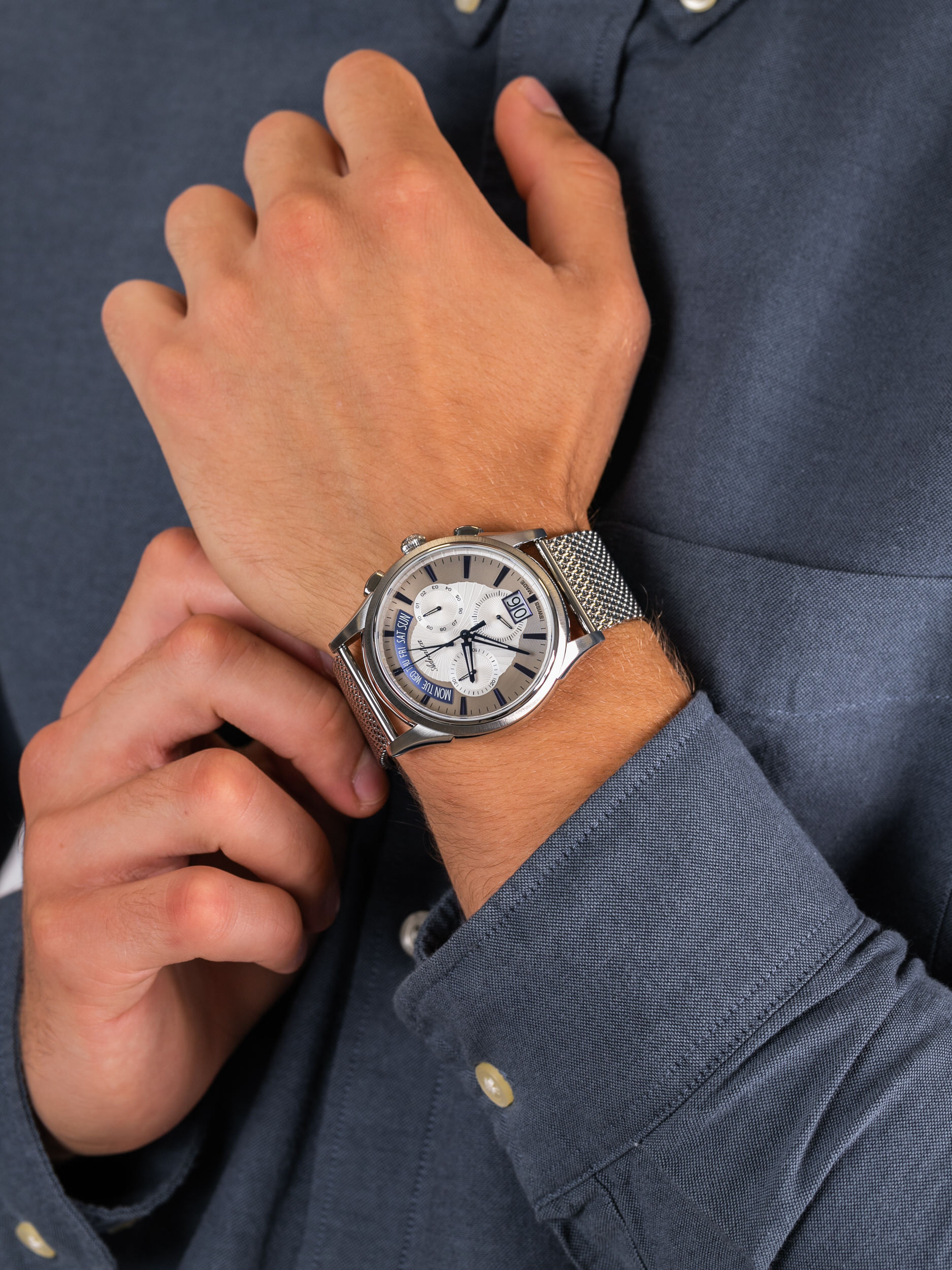 zegarek Adriatica A1193.51B3CH męski z chronograf Bransoleta - miniatura 3