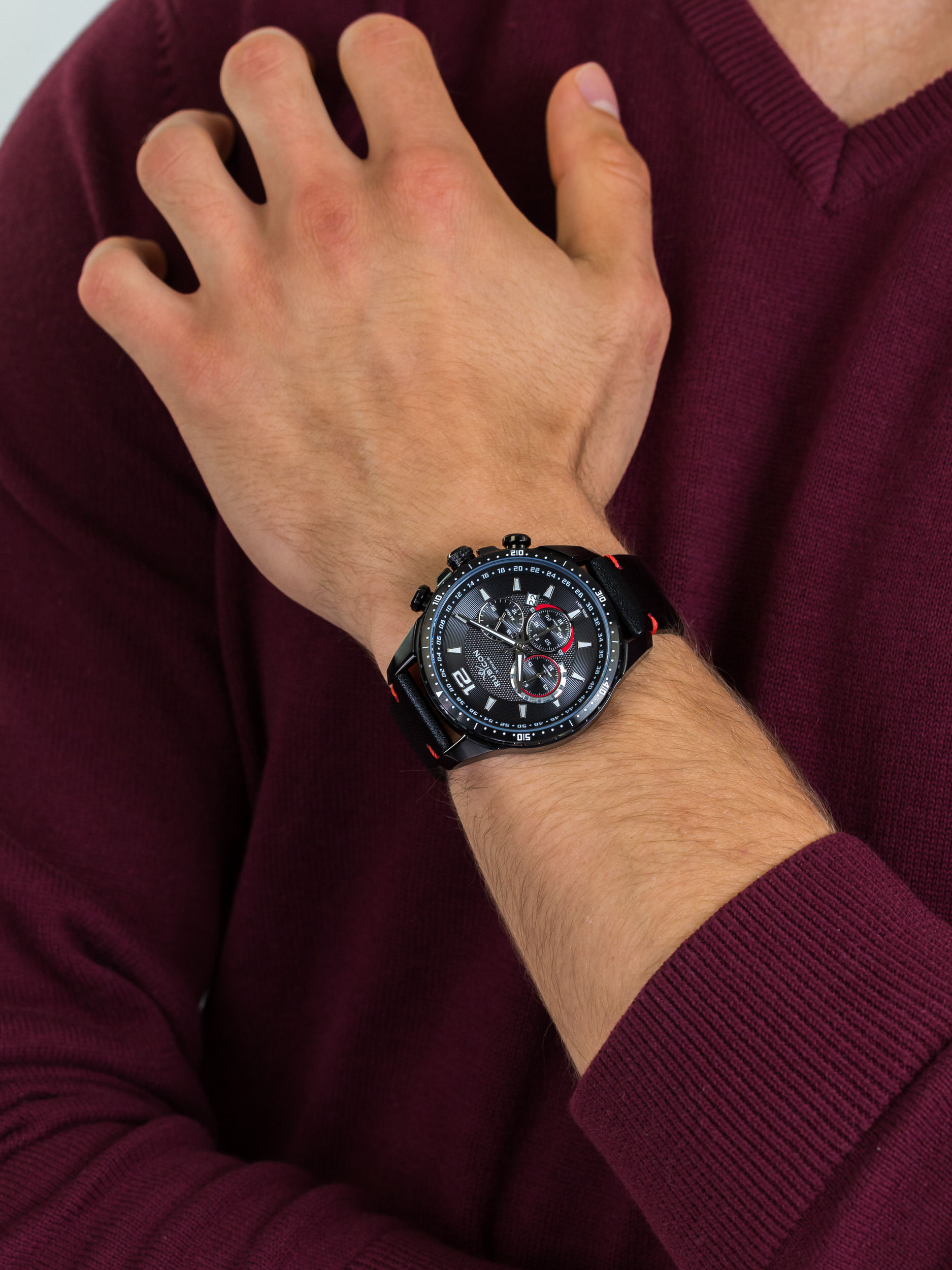 zegarek Rubicon RNCD98BMBX05AX męski z chronograf Pasek - miniatura 3