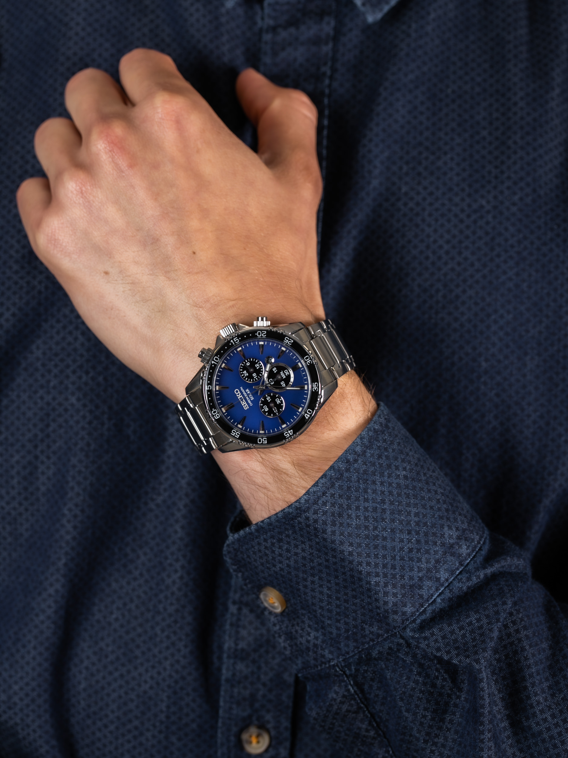 zegarek Seiko SSC445P1 Solar Chronograph męski z chronograf Chronograph - miniatura 3