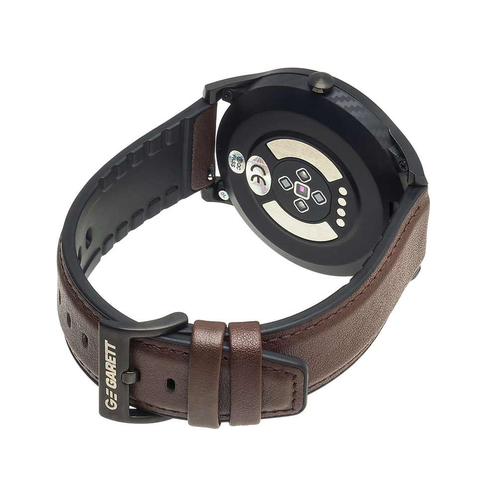zegarek Garett 5903246287332 kwarcowy męski Męskie Smartwatch Garett GT22S RT ciemny brąz skórzany