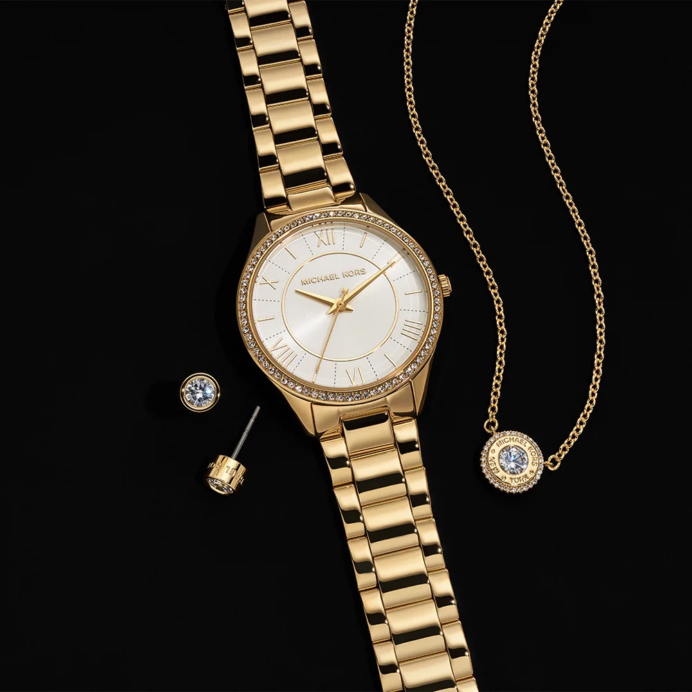 zegarek Michael Kors MK4849SET LAURYN Gold Stainless Steel GIFT SET 33mm Damskie mineralne - miniatura 6