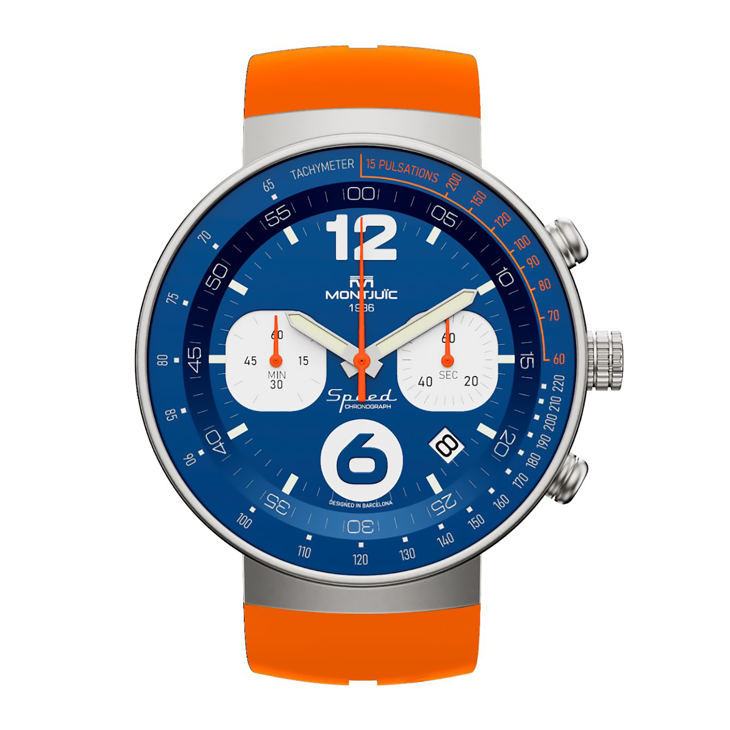 zegarek Montjuic MJ20303S Blue Chrono męski z tachometr Speed Chronograph - miniatura 2
