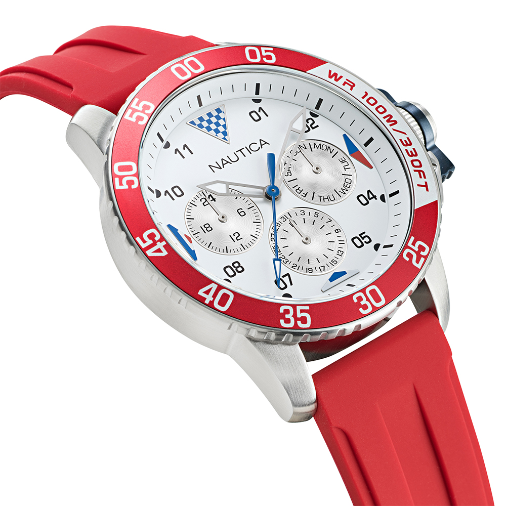 Nautica NAPBHS012 zegarek srebrny klasyczny Pasek pasek - miniatura 5