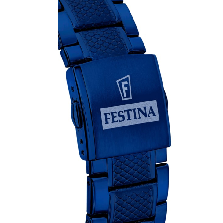 Festina F16887-1 zegarek niebieski elegancki Chronograf bransoleta - miniatura 5