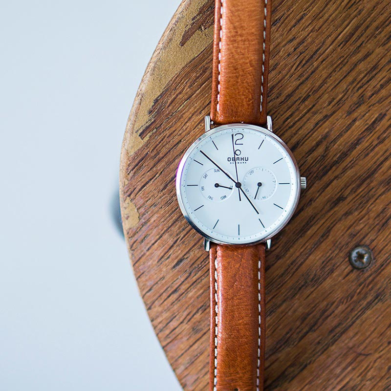 Obaku Denmark V182GMCWRZ FLOD - COGNAC zegarek klasyczny Slim - miniatura 7
