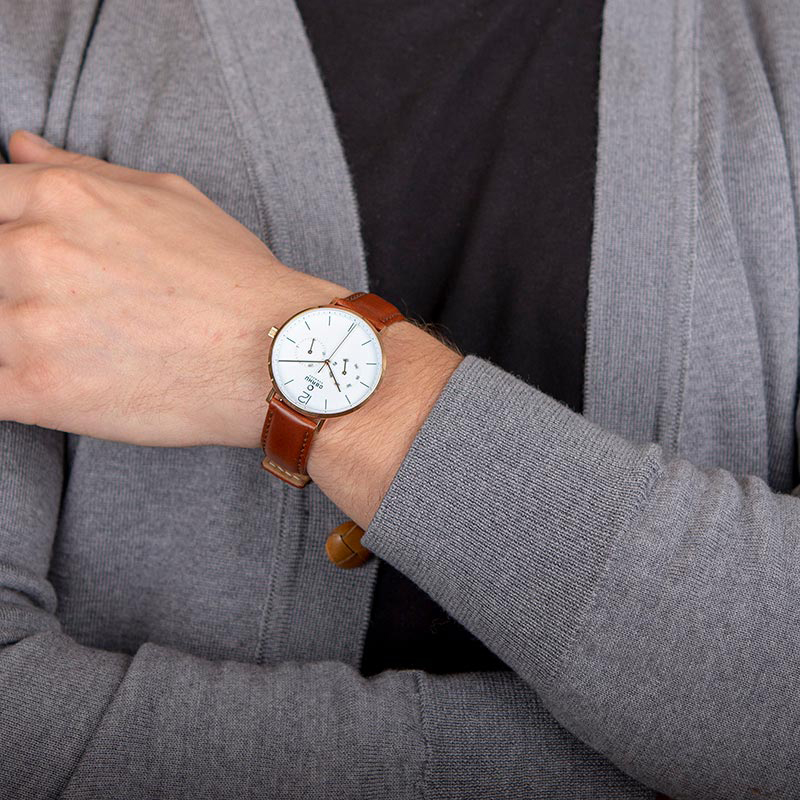 Obaku Denmark V182GMVWRN FLOD - MAHOGANY zegarek klasyczny Slim - miniatura 5
