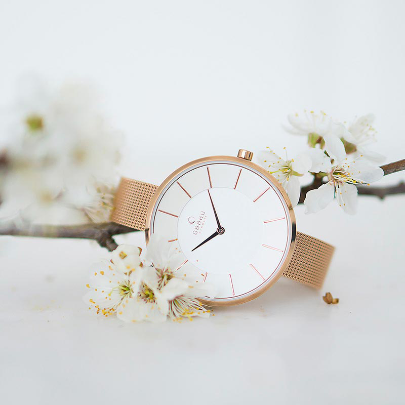 zegarek Obaku Denmark V185LXVIMV kwarcowy damski Slim SAND - ROSE - miniatura 6