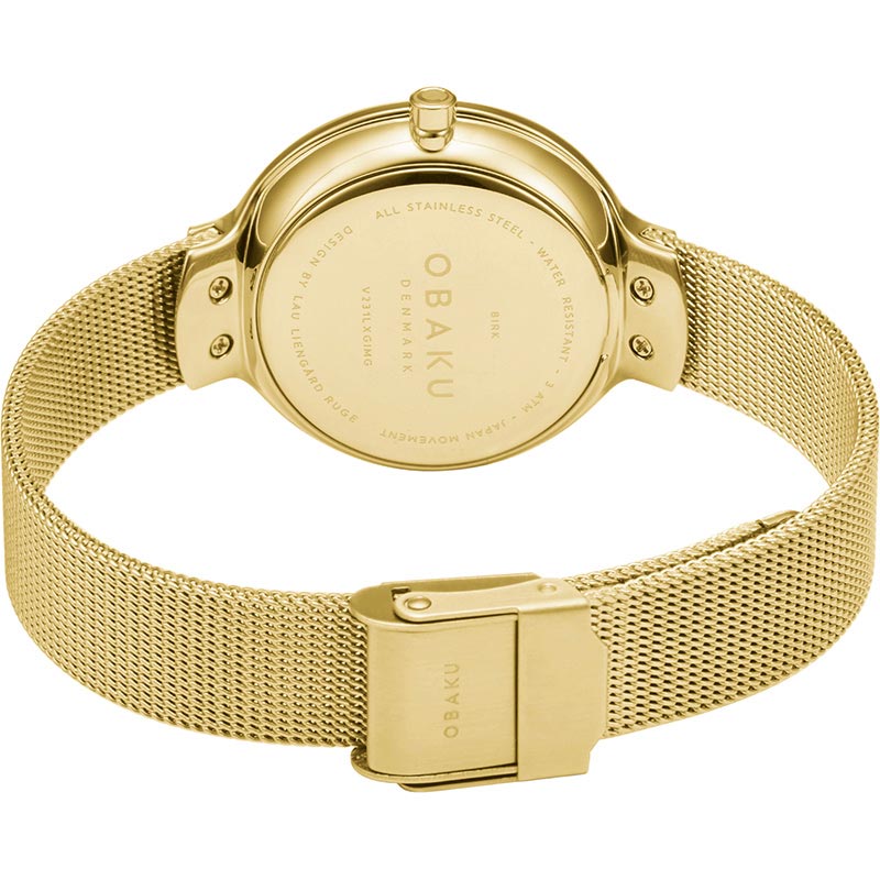 zegarek Obaku Denmark V231LXGIMG kwarcowy damski Slim BIRK - GOLD - miniatura 7