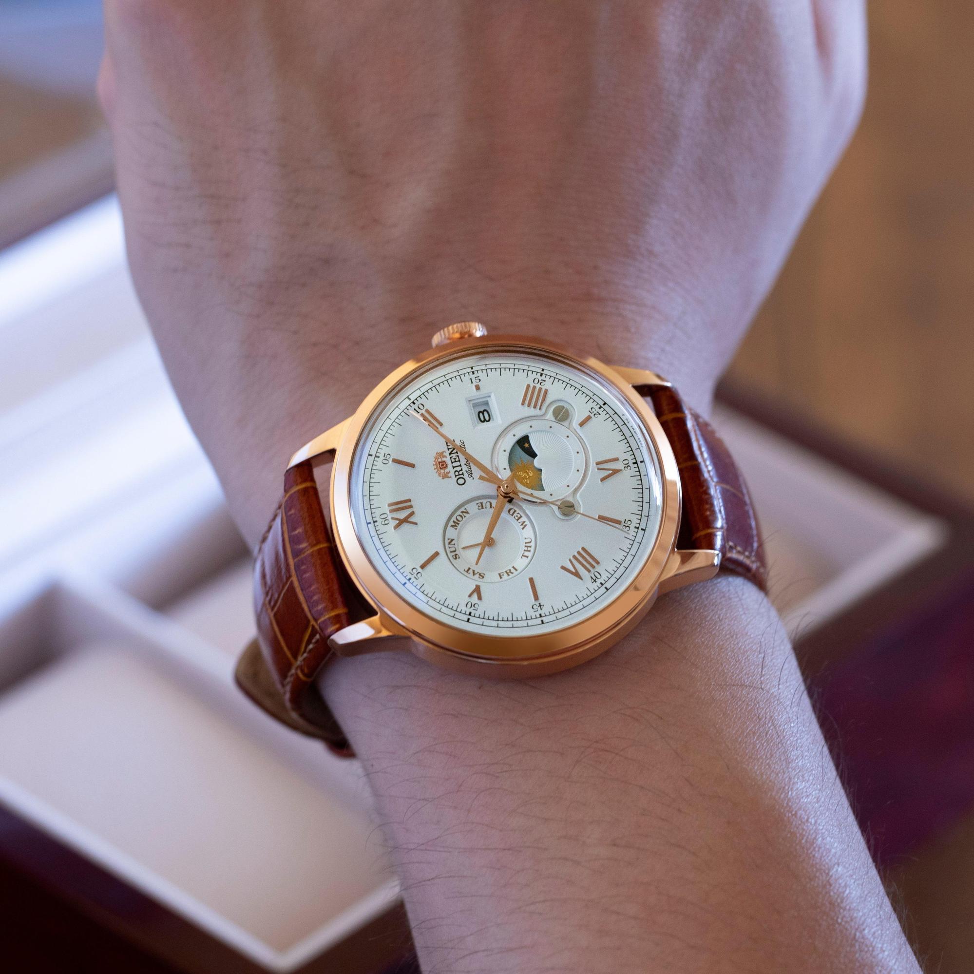 zegarek Orient RA-AK0801S30B różowe złoto Classic Automatic
