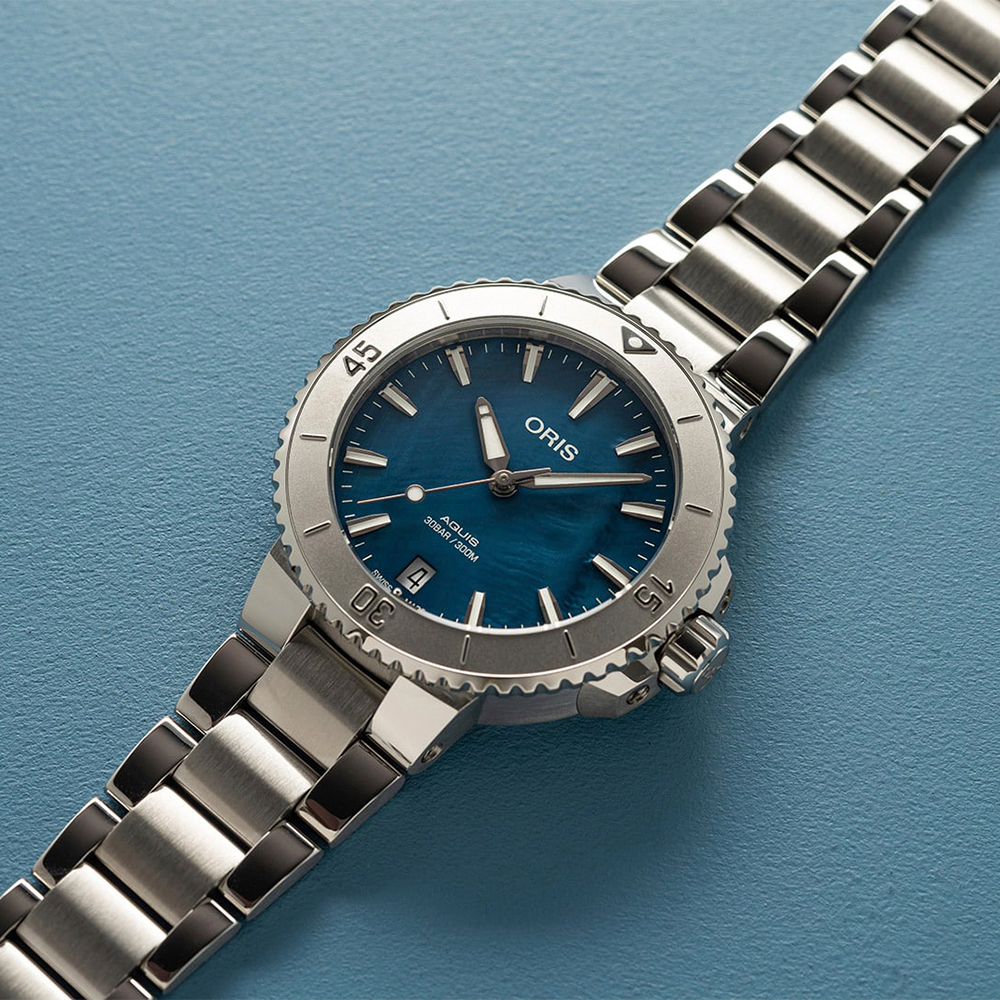 zegarek Oris 01 733 7770 4155-07 8 18 05P AQUIS DATE Aquis szafirowe - miniatura 7