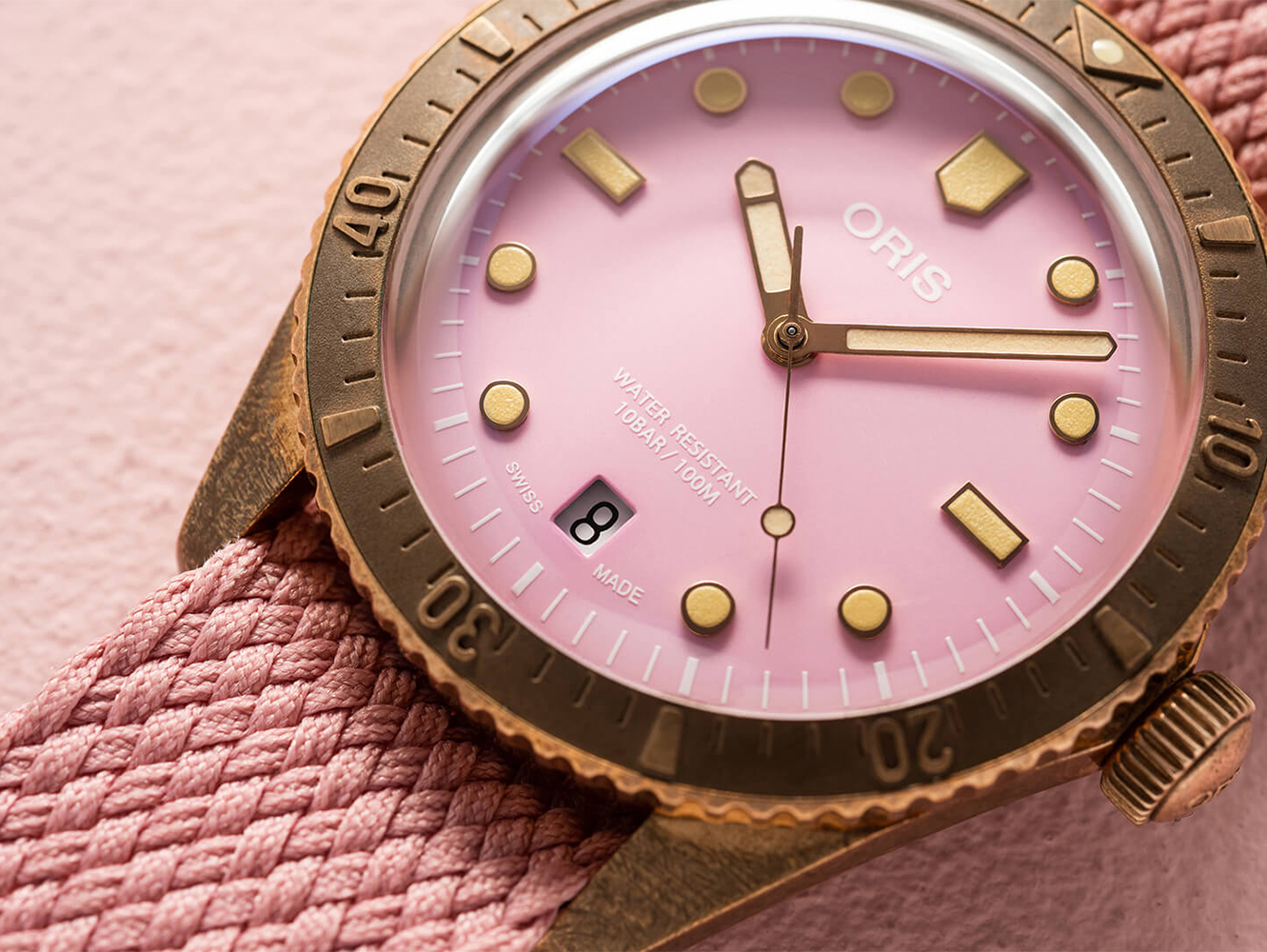 zegarek Oris 01 733 7771 3158-07 3 19 04BR automatyczny damski Divers DIVERS SIXTY-FIVE COTTON CANDY - miniatura 5