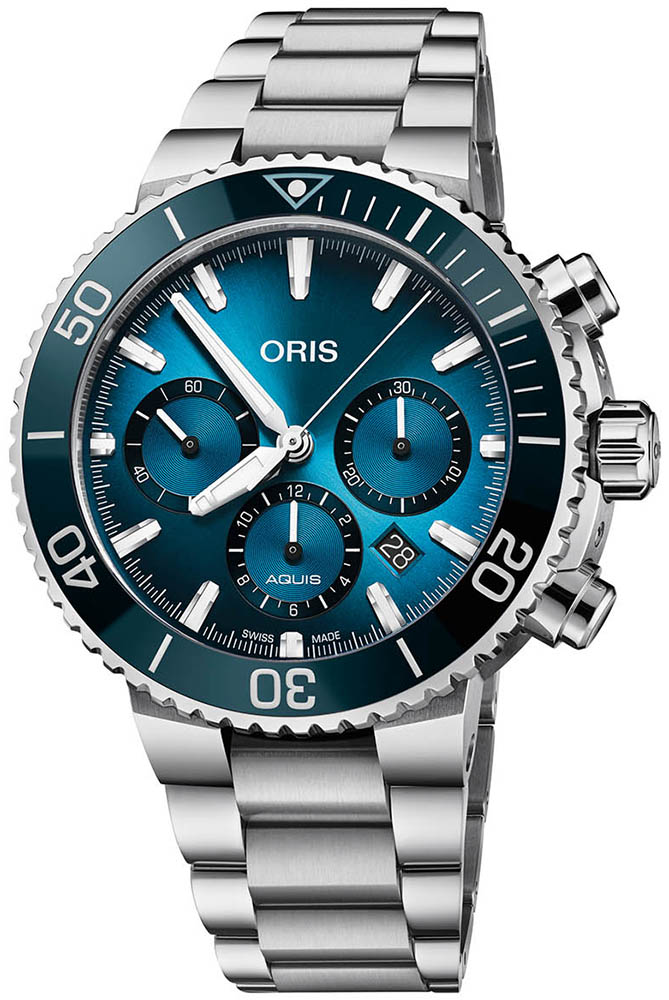 zegarek Oris 01 771 7743 4185-TRILOGY SET automatyczny męski Aquis ORIS BLUE WHALE LIMITED EDITION - miniatura 4
