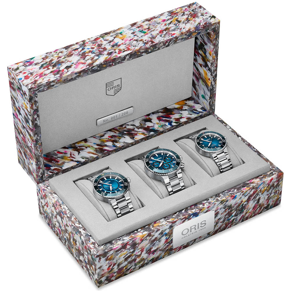 zegarek Oris 01 771 7743 4185-TRILOGY SET srebrny Aquis - miniatura 7