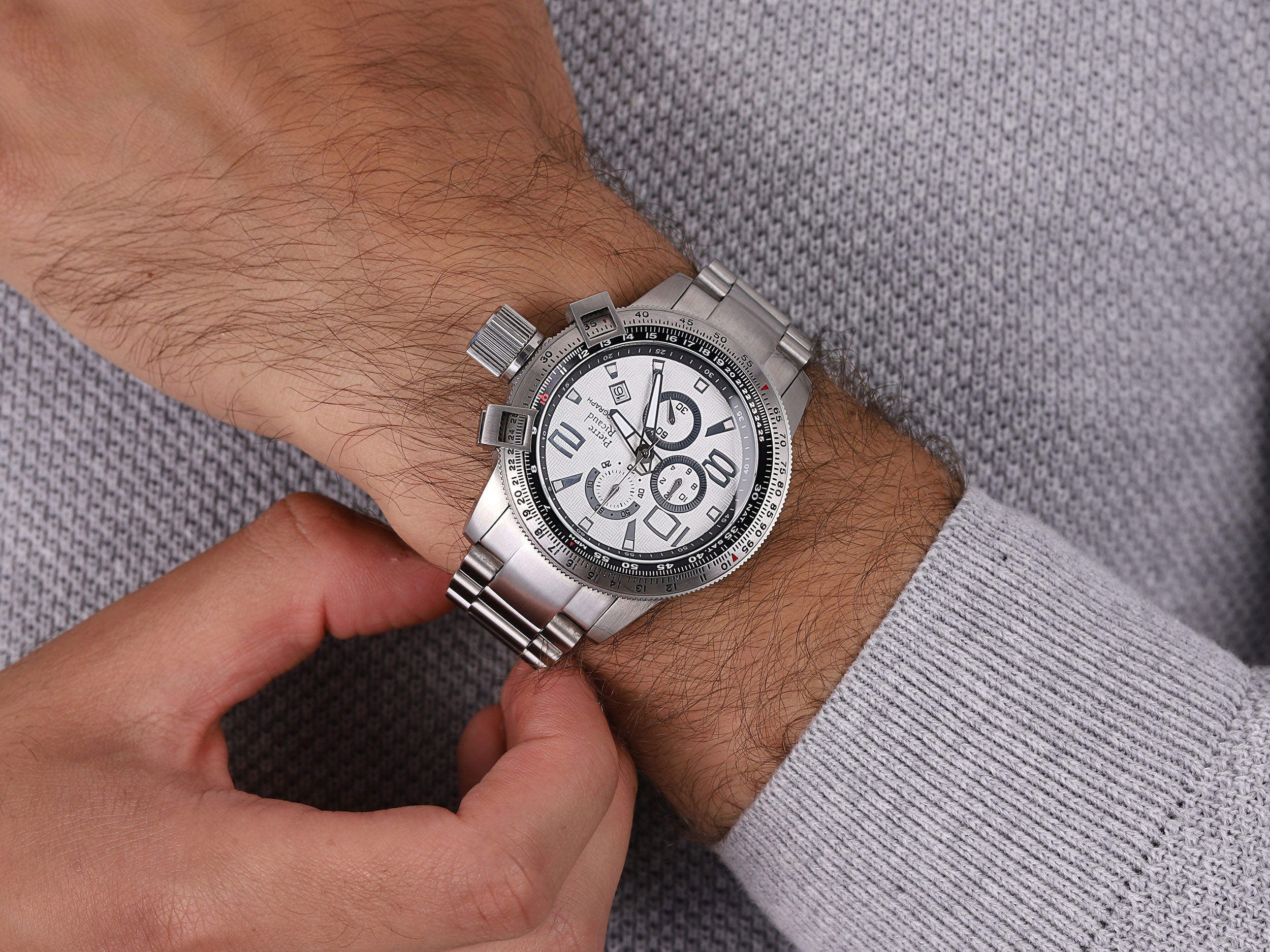 zegarek Pierre Ricaud P3122.5153CH męski z chronograf Bransoleta - miniatura 4