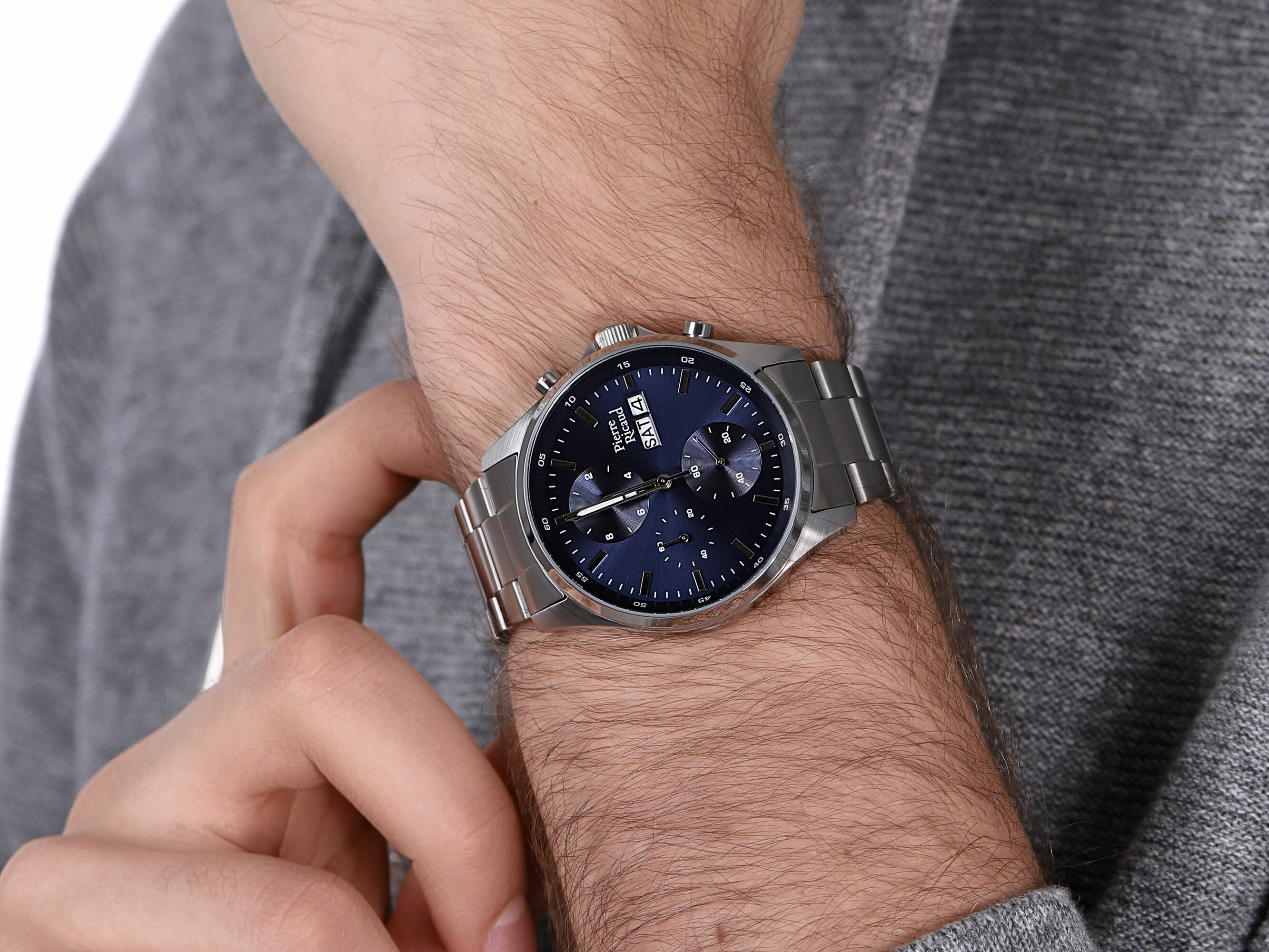 zegarek Pierre Ricaud P91083.5115CH męski z chronograf Bransoleta - miniatura 4