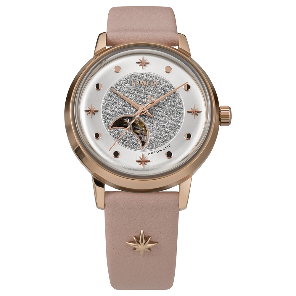 Timex TW2U54700 zegarek różowe złoto klasyczny Celestial Automatic pasek - miniatura 5