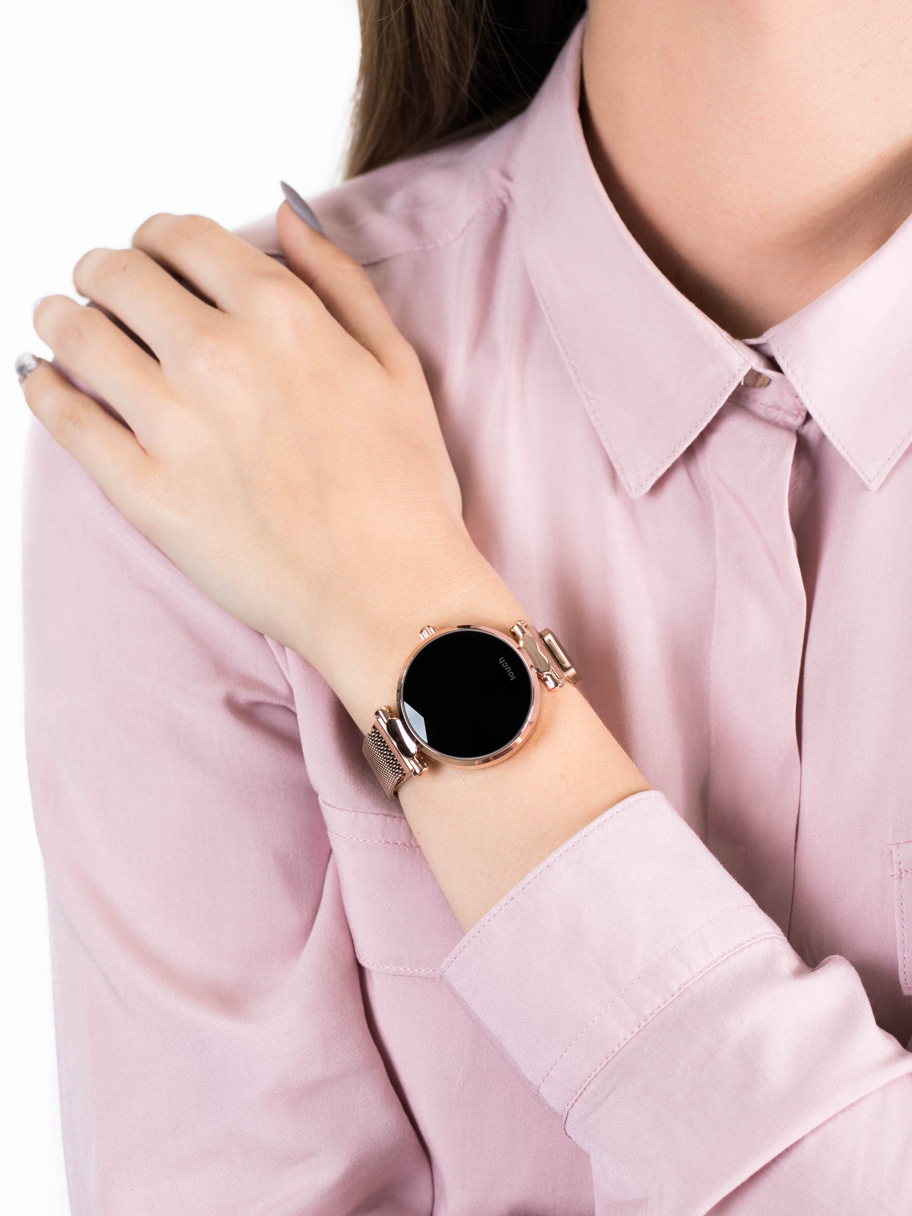 zegarek Garett 5903246282832 Smartwatch Garett Women Lisa złoty stalowy damski z krokomierz Damskie