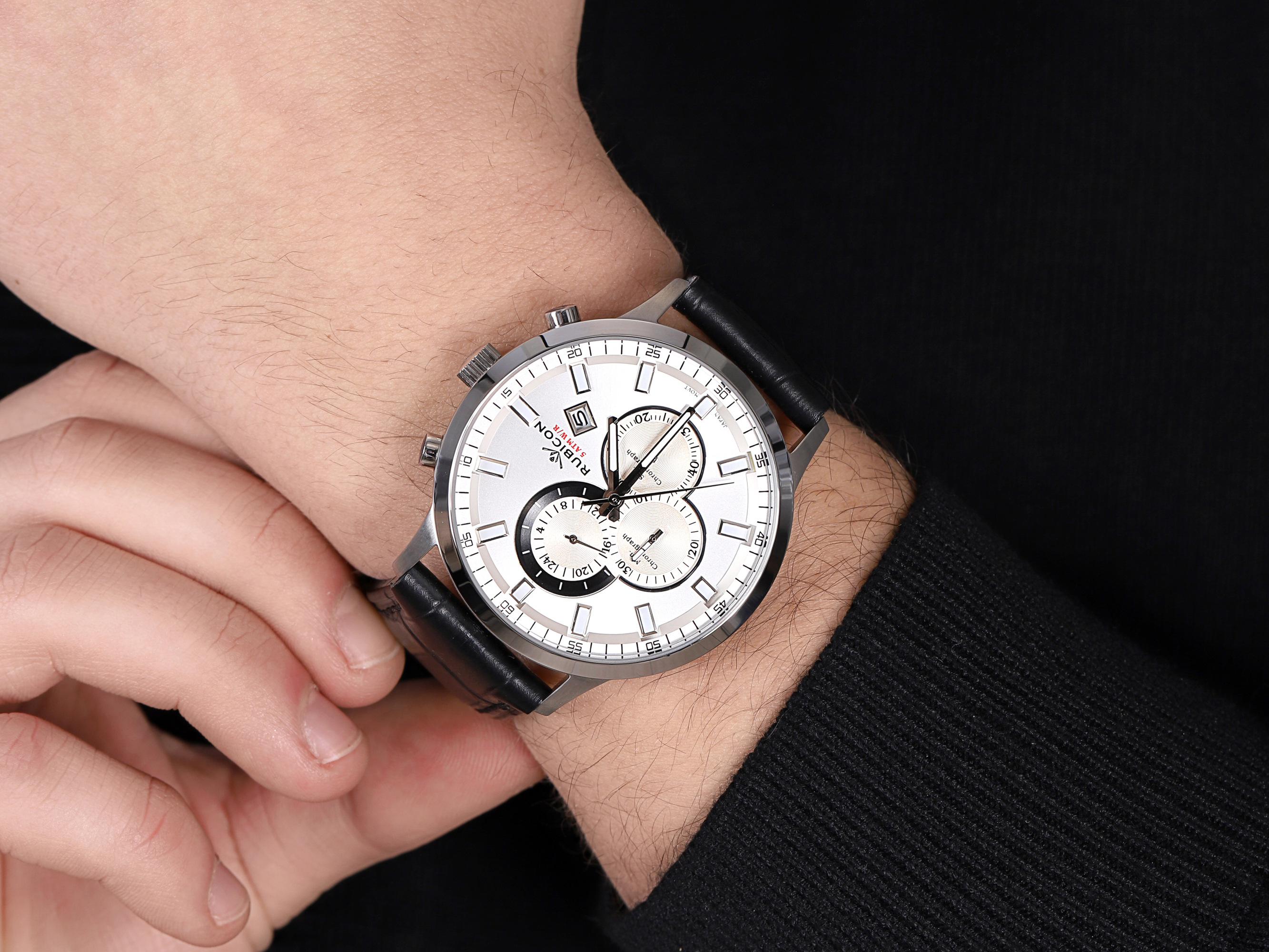 zegarek Rubicon RNCD71SISB05AX męski z chronograf Pasek - miniatura 4