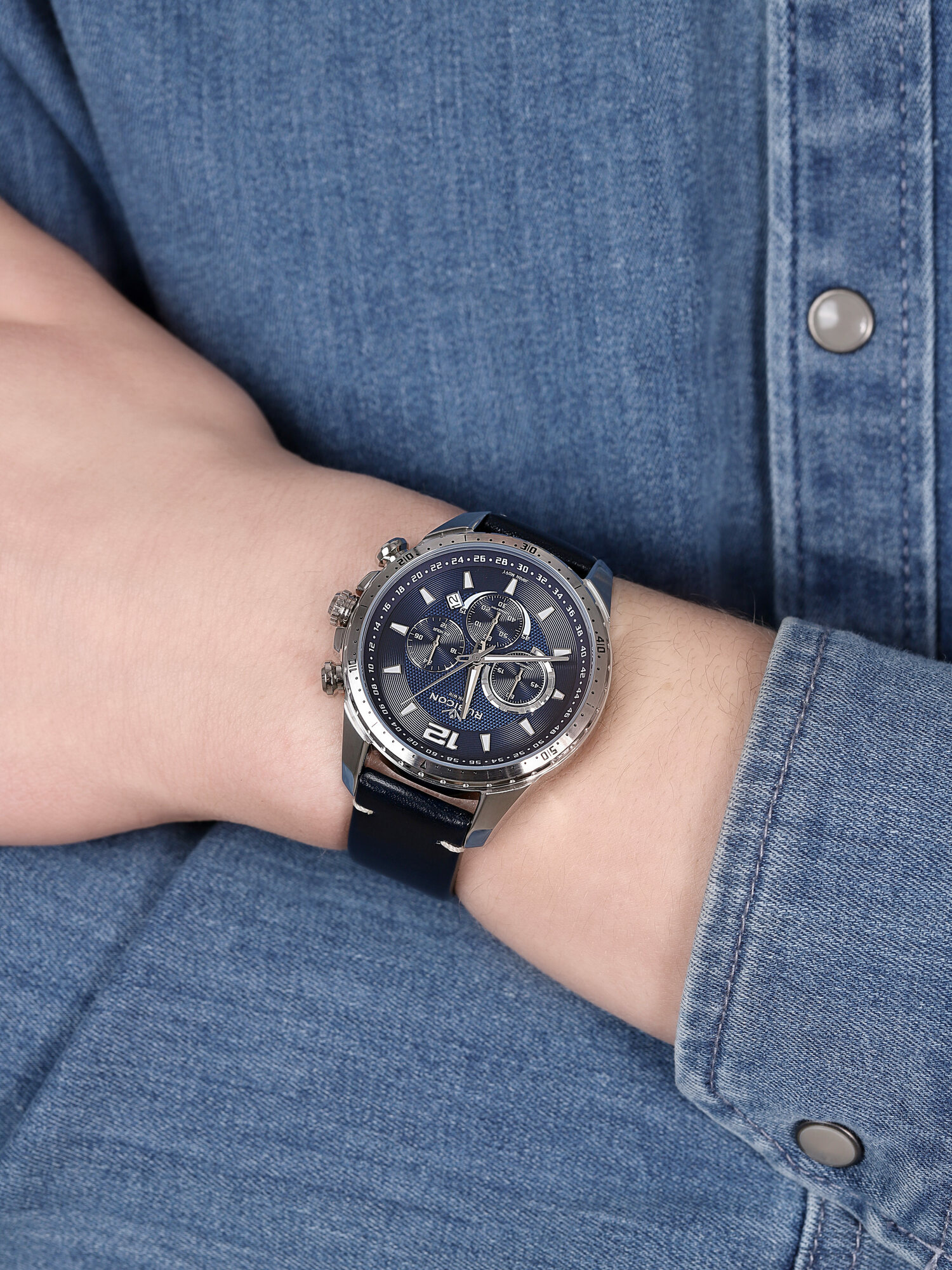 zegarek Rubicon RNCD98SMDX05AX męski z chronograf Pasek - miniatura 3