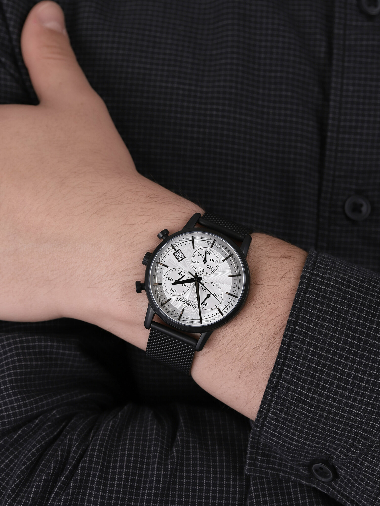 zegarek Rubicon RNDE01BISX05AX męski z chronograf Bransoleta - miniatura 3