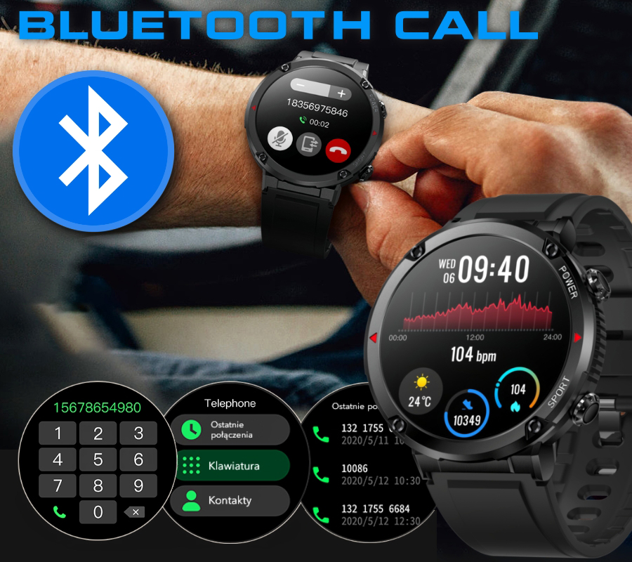 zegarek Rubicon SMARUB182 kwarcowy męski Smartwatch Smartwatch Rubicon RNCE96 czarny zielony - miniatura 6