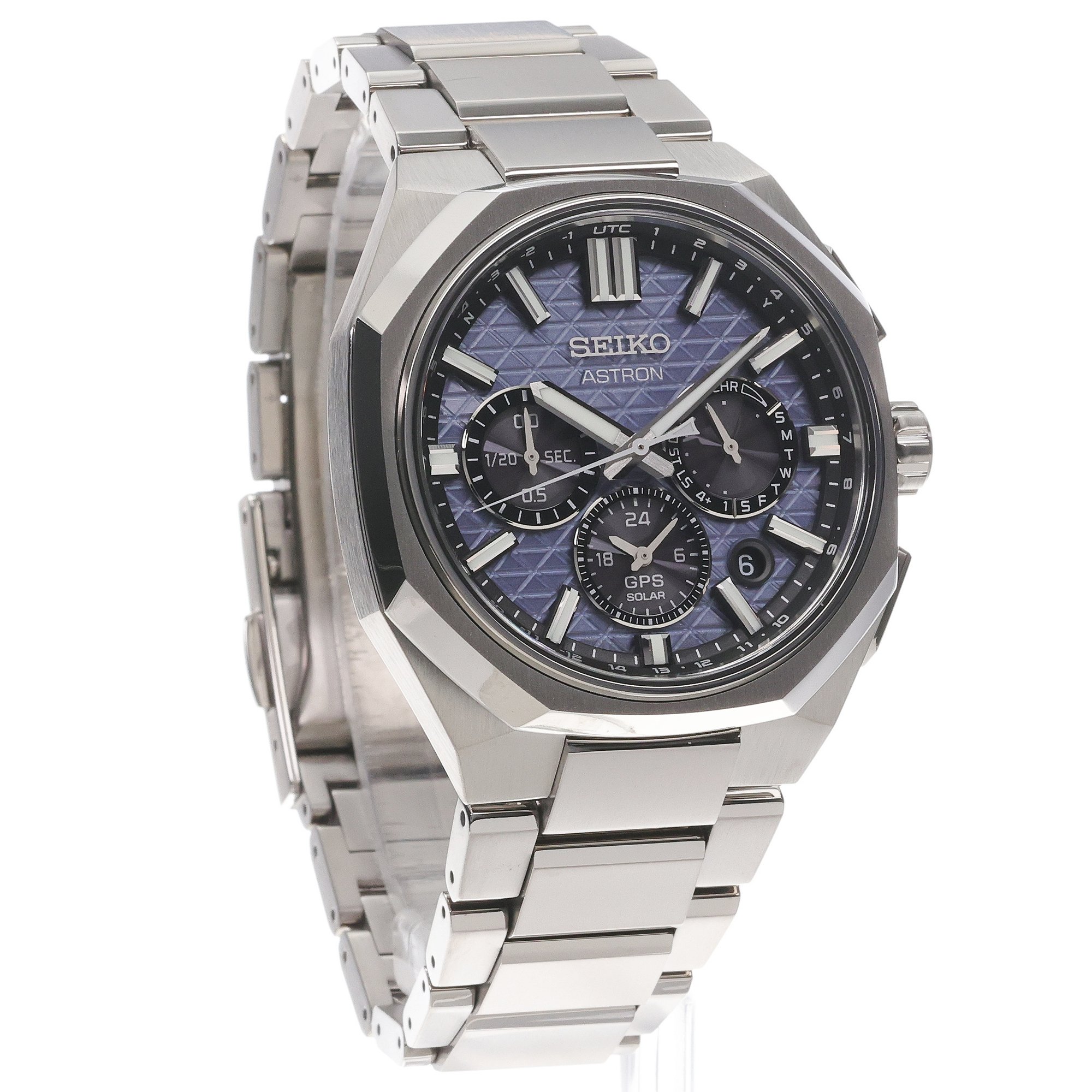 zegarek Seiko HAB001J1 solar męski Astron Astron GPS Solar Dual-Time Chronograph - miniatura 3