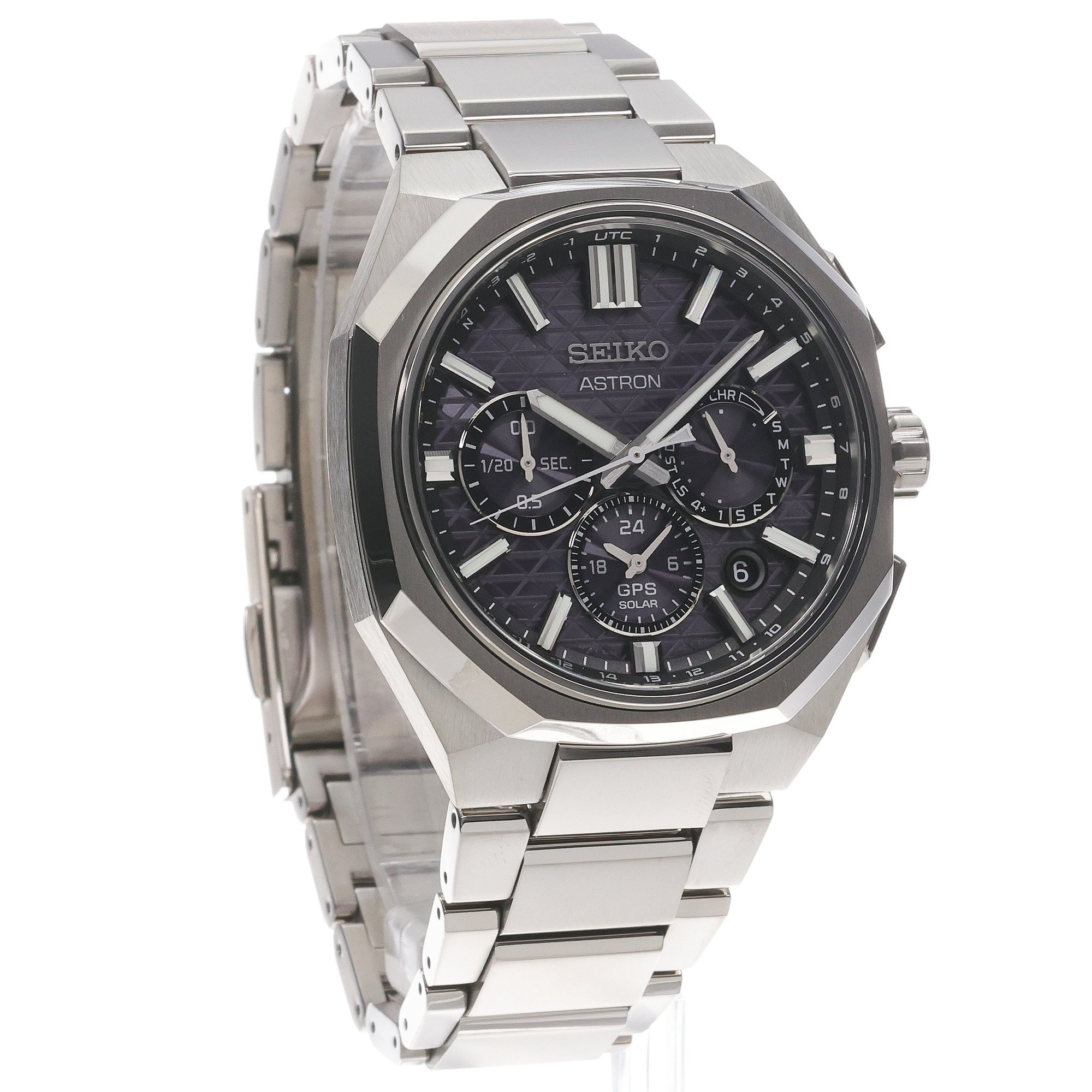 zegarek Seiko HAB002J1 solar męski Astron Astron GPS Solar Dual-Time Chronograph - miniatura 3