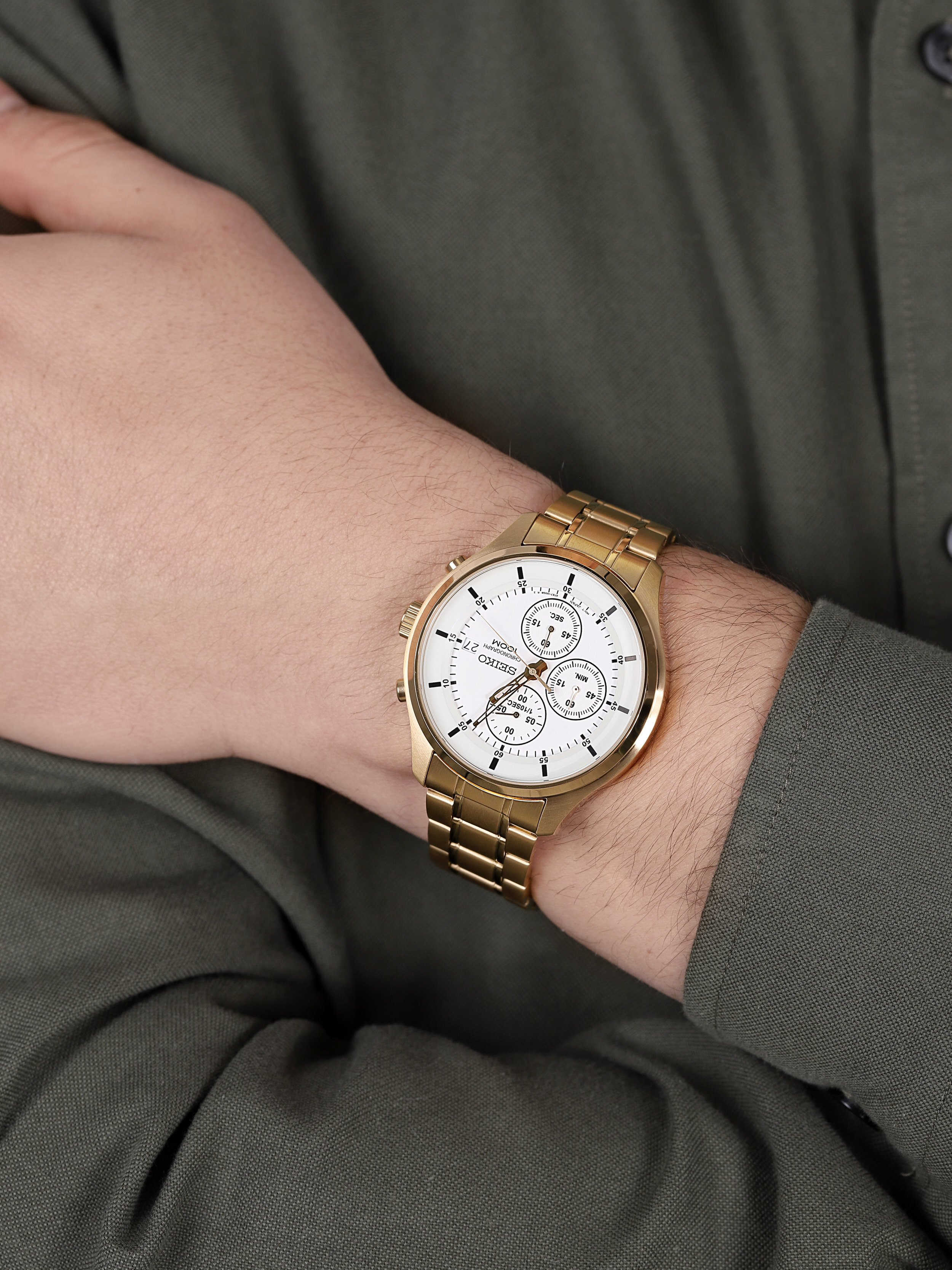 zegarek Seiko SKS544P1 złoty Chronograph - miniatura 3