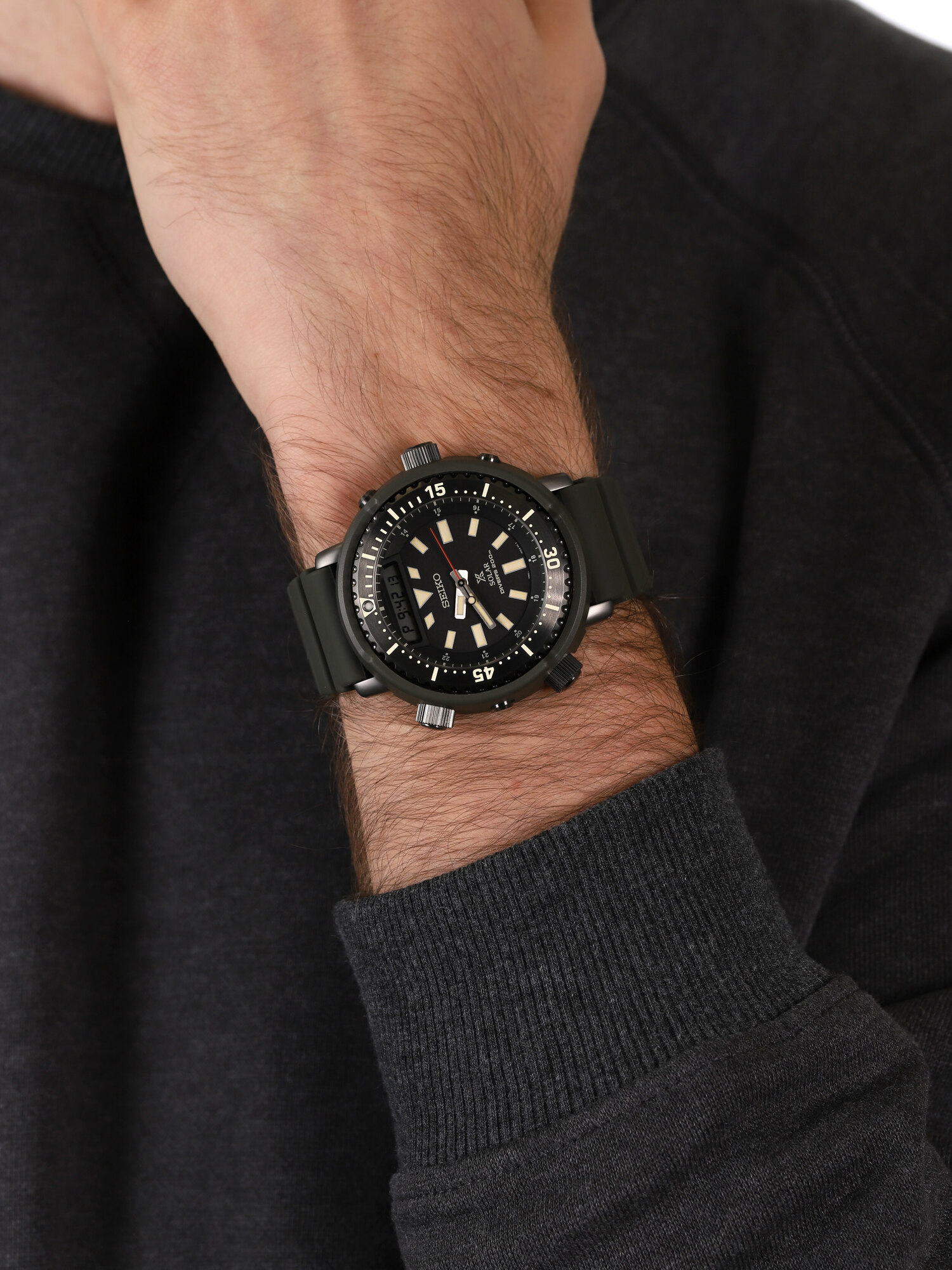 zegarek Seiko SNJ031P1 Prospex Arnie Divers 200m Solar męski z chronograf Prospex - miniatura 3