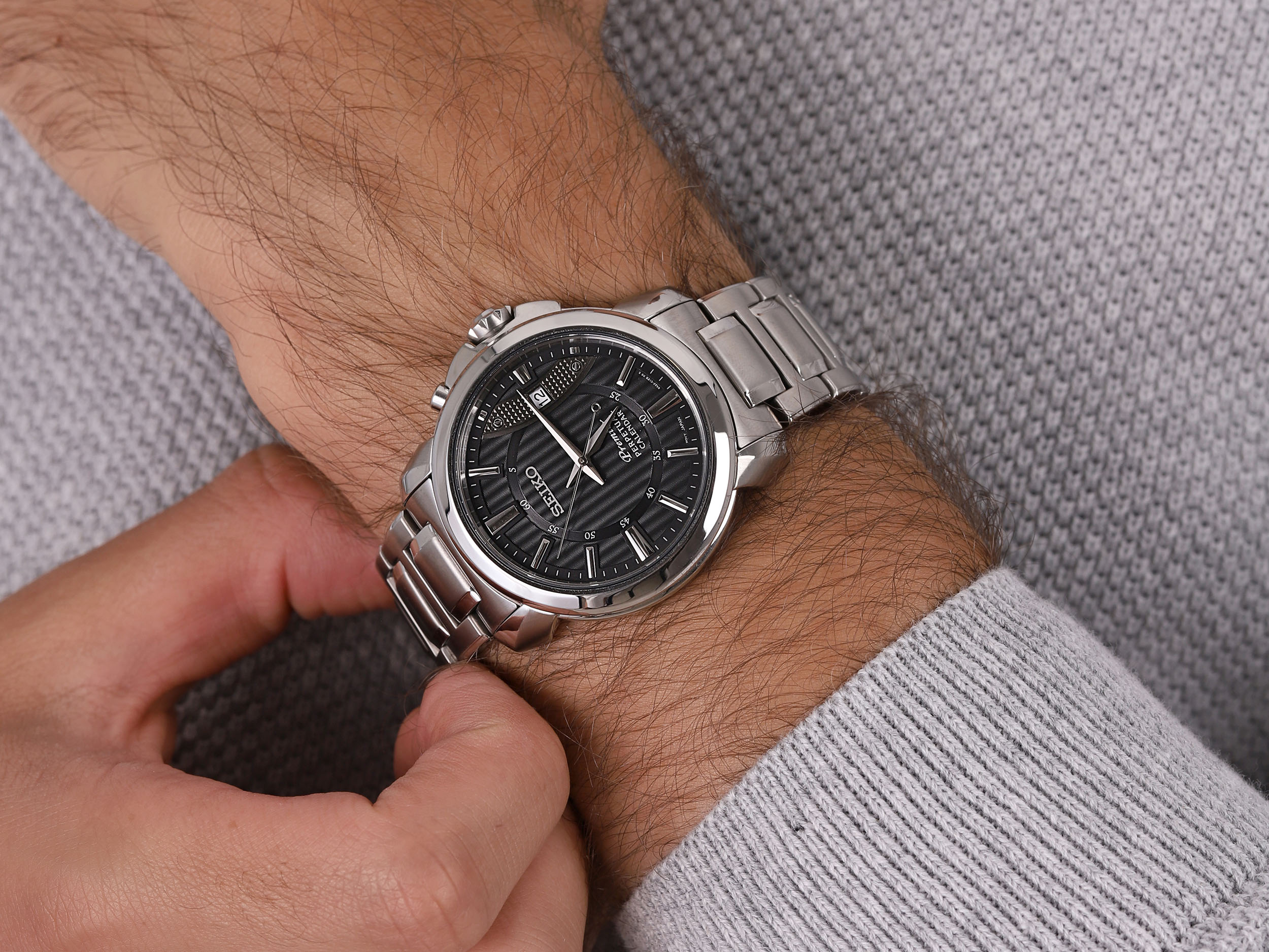 zegarek Seiko SNQ159P1 kwarcowy męski Premier Premier Perpetual Calendar - miniatura 4